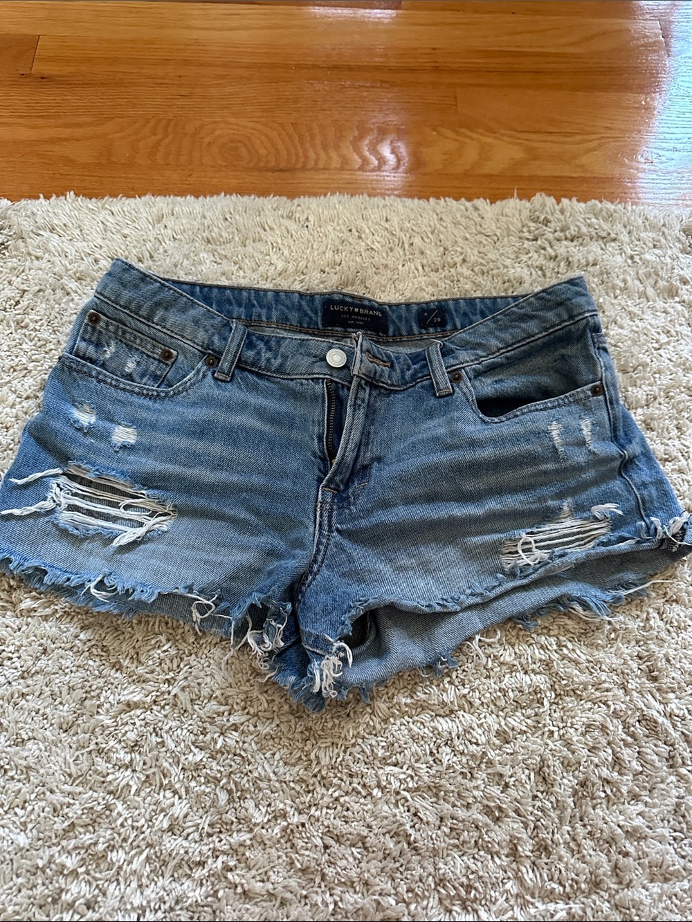 Lucky Brand Blue Denim Cutoff Shorts - mid-rise